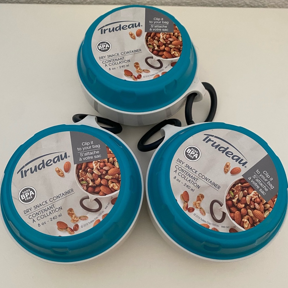 Lot of 3 Trudeau Dry Snack Container 8oz